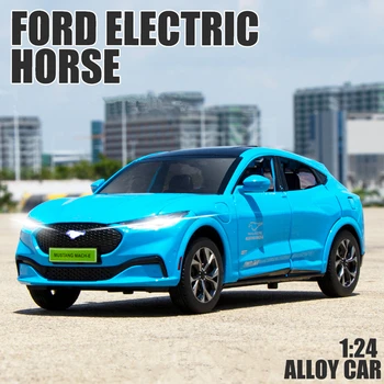 1:24 Ford Mustang Електрически Кон от сплав Mach-E, Нова Енергийна Модел автомобил, Лят под Налягане, Метални Спортен Автомобил, Звук, Светлина, Детски Играчки, Подаръци