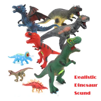 1 бр., звучене мека гумена играчка-динозавър, тиранозавър рекс, Раптор, Устойчив на падане, симулация модел на динозавър, играчки, подаръци за деца