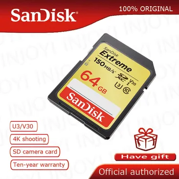100% Оригиналната SD карта SanDisk Extreme PLUS SD Card, SDHC, SDXC U3 Карта памет от клас 10, 90 MB/vs/vs 64 GB 32 GB 16 GB ОТ 128 GB кейт sd за Камери
