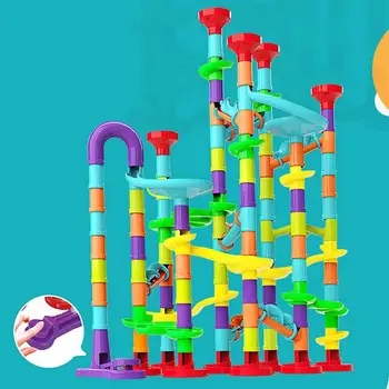 133 бр. Мрамор Бягане на Състезателна Писта градивните елементи на Децата 3D Лабиринт Топката Roll Играчка САМ Мрамор Бягане Състезателни Каботажный Набор от рождения Ден на Коледни Подаръци