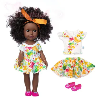 14 инча, 35 см черна експлозивна глава кльощава жена кукла африканска малка черна кукла детска играчка за момичета