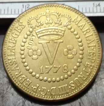 1778 Бразилия 5 Рейс-Мария praça dom pedro I и III медни копирни монета