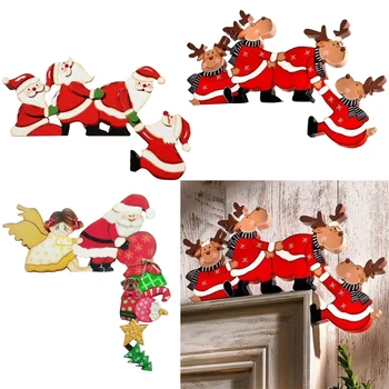 2022 Коледна Украса Рамката на Вратата Дядо Коледа Лосове Дървени Коледни Украси рамка, която Рамка, Дървено Покритие Коледен Декор Врати за Дома