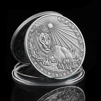 2022 Съзвездието Лъв Лъвът 12 Зодиак Античен Сребърно Покритие Монета / Икона Метална Колекция Занаяти