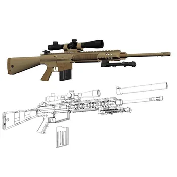 3D Книжен модел Пистолет M110 Снайпер 1: 1 Мащаба направи си САМ Хартиена Играчка Ръчна изработка