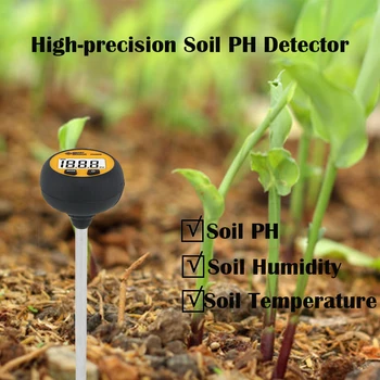 3в1 цифров тестер за влага на почвата, тест термометър за растенията, влагомер PH тестер, подходящи за стайни растения, градини, косене на трева