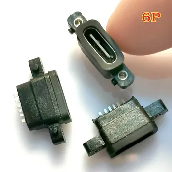 5 бр. USB 3.1 Type-C 6-пинов Конектор SMD DIP Конектор Отвор За Винта За 