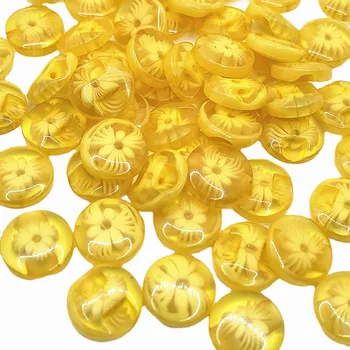 50 бр./лот 14 мм, жълт цвят цвете Пластмасови Копчета шевни/апликация/craft