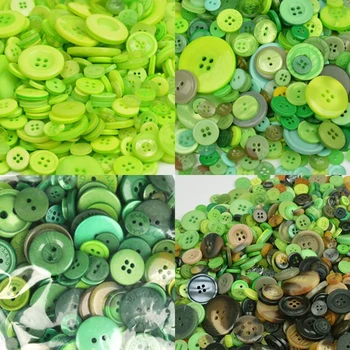 600 бр Кръгла пластмасова пуговица с 2 дупки/4 дупки, зелена серия, боядисана пуговица от смола, аксесоари за дрехи, направи си сам