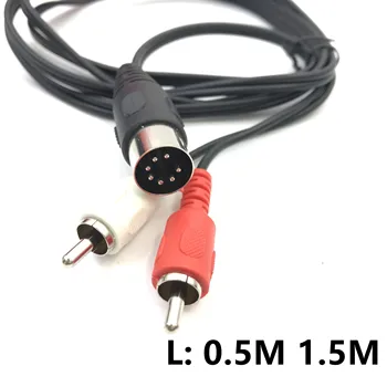 7-пинов кабел DIN-RCA, 7-пинов конектор MIDI щепсела до 2 штекерам аудио RCA адаптер за Bang Olufsen, Naim, Quad.Стерео