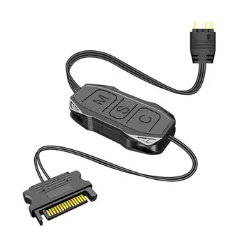 ARGB Контролер Удължи Кабел Широка Съвместимост, 3 Pin SATA Pin Захранване на Корпуса Вентилатор Черен Мини RGB Контролер