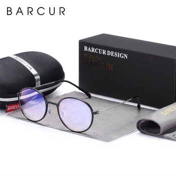 BARCUR Нови Компютърни Очила Кръгли Анти-Сини Светлинни Точки Оптични Очила За Окото UV-Блокер Слот Филтърни Очила