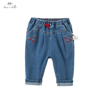 DBJ18866 дейв bella/есенните модни панталони с цветни джобове за малки момичета, детски панталони цялата дължина за момичета, панталони за деца