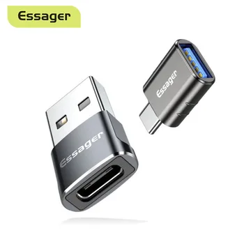 Essager USB 3.0 Type C OTG USB Адаптер C Штекерно-USB Type-c Женски Конвертор За Macbook Xiaomi Samsung S20 Конектор USBC OTG