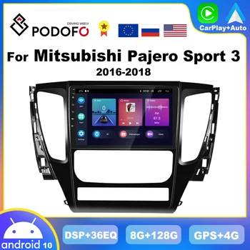 Podofo CarPlay Android Автомобилен Радиоприемник За Mitsubishi Pajero Sport 3 2016-2018 Мултимедиен Плейър 2din GPS Навигация Hi Fi Стерео