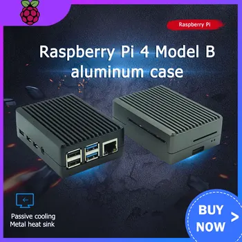 Raspberry Pi 4 Модел B Корпус от алуминиева сплав/ Корпус с Пасивно Охлаждане Метален Корпус Отвеждане на топлината за Pi 4B