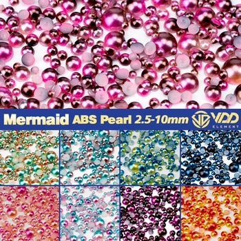 VDD 3 мм-10 мм Русалка Цвят ABS Имитация на Перли, Полукръгли Плоски Мъниста За Бижута Занаят, Перли, Аксесоари За Дрехи