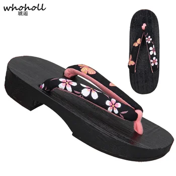 WHOHOLL Традиционни Японски Гета Сабо Летните Сандали и Дамски Чехли за Жени Павловния Дървени Обувки Костюми За Cosplay Обувки