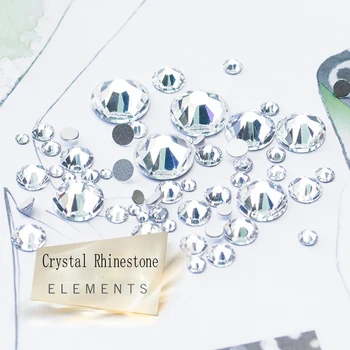 YANRUO Кристали SS3-SS40 Всички размери 3D Декорации за дизайн на ноктите Costura Кристално Чист Страз Crystal Не Коригиране на Кристали