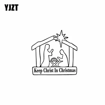 YJZT 17,8 см * 17,8 СМ Пази Христос на Коледа Исус Vinyl Стикер За Автомобил, Мотоциклет Етикети Черен/Сребрист C13-000256