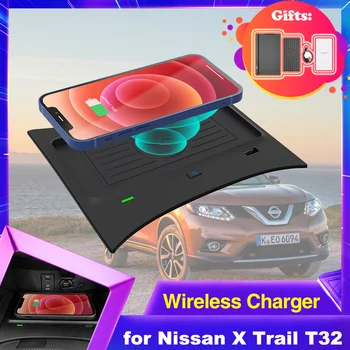 Автомобилна Безжично зарядно устройство ще захранване на Таблото за Nissan X Trail Измамник T32 ST 2014 ~ 2021 Телефон Бързо Зарядно Устройство Плоча Тава 2015 2016 2017 2018 2019 2020