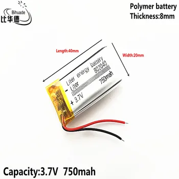 Батерия енергия литра добро качество 3,7 В, 750 mah 802040 Полимерна литиево-йонна/литиево-йонна батерия за таблети, GPS, mp3, mp4