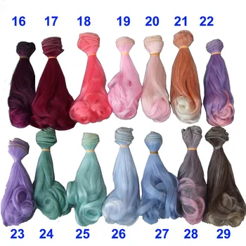 безплатна доставка на 1 бр 15 см, розово, лилаво зелен червен цвят BJD/SD Кукла Перуки/коса САМ къдрава косата на перука за 1/3 1/4 SD bjd кукли