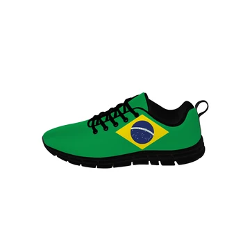 Бразилски Флаг Ниски Маратонки Мъжки, Дамски и Юношеските Ежедневни Тъканни Обувки Парусиновые Маратонки За Бягане С 3D Принтом Дишаща Лека обувки