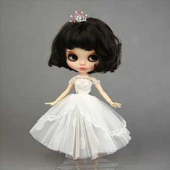 Бяло Дантелено Принцеса Рокля на Точки за Кукла Blythe, Облекло за Кукли Барби, Облекла, Аксесоари за Кукли, Играчки