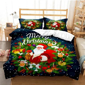 Весела Коледа Дядо Комплект Постелки Чаршаф И Одеало Едно Легло Twin Пълна Кралицата На Младежки Деца, Момичета, Момчета, Подарък Пухени Комплект