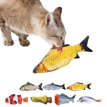 Домашен Любимец Мек Плюшен 3D Риба Форма на Котка Играчка Интерактивни Подаръци Риба коча билка Играчки Мека Възглавница Кукла Моделиране на Риба, която е уникална Играчка за Домашни Любимци