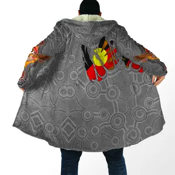 Дъждобран с качулка с 3D принтом Аборигените на Австралия в сърцето ми, Зимата на Топло палто X-Long, Мъжки Фланелевая на горно облекло Унисекс