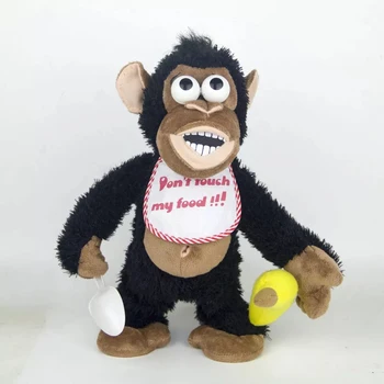 Електрическа Плюшен Играчка Маймуна със Звуков Магнитен Горивото Банан Анимирани Кукла Шимпанзетата Подарък за Деца Шега LBV