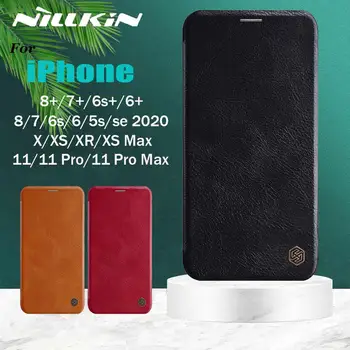 Калъф Nillkin за iPhone 12 MIni 11 Pro Max X XR Xs Калъф от естествена кожа с Пълно покритие Флип Калъф за iPhone 8 7 6s 6 Plus SE 2020