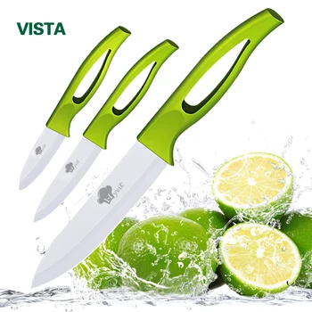 Керамични Ножове 3 4 5 инча Ножове за рязане на плодове Зелена Дръжка Бяло Острие на Кухненски Нож За Готвене Набор за Приготвяне на Храна