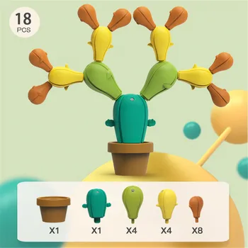 Монтаж на еволюцията на един Кактус Блок Играчка Детски Монтесори материали, Учебни Помагала Градивен елемент Играчки