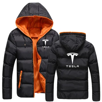 Мъжки якета Hoody с Логото на автомобил Tesla, Пролет-Есен, по Нова Мода Hoody с качулка, Обикновена Качулки с цип, дрехи