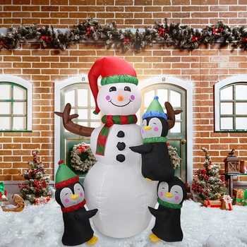 Надуваем Коледен Снежен човек с Led Подсветка Коледен Снежен човек Подпори Светещи Аксесоари Празнична Атмосфера за Вход в Търговски Център, Магазин