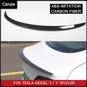 Нов Спойлер от въглеродни влакна TESLA-ABS Аксесоари За Tesla Model 3 Y 2017-2021 2022 Кола Отзад на Багажника, Спойлер за устни, Крило