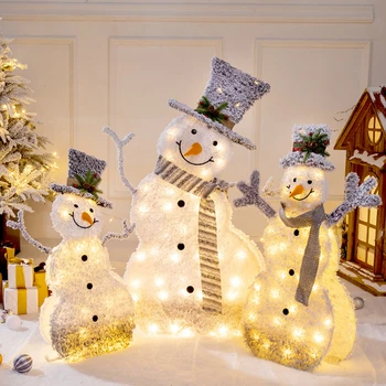 Нова Година 2023 Семейство Снежен Коледен Елен Лампа Led Светлинен Елен Семеен Украшение Декор за Външна Дворно Украса