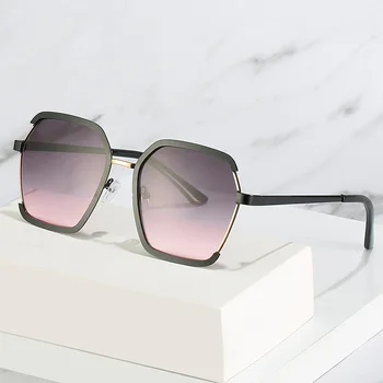 Нови Дамски слънчеви очила с високо качество на Метални два цвята Боя За Вежди Прогресивни лещи за Слънчеви очила Street shot drive UV Слънчеви Очила