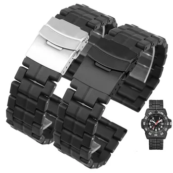 Пластмасов стомана каишка за часовник Luminox 3050 3051 каишка за часовник спортни мъжки часовници и аксесоари от 23 мм и каишка за часовник колани черен