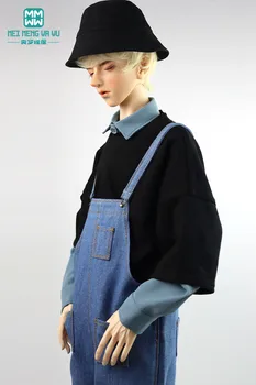 Подходящ за 75-85 см BJD дрехи, Играчки Сферична панта кукла Модни дънки на подтяжках свободна риза Тениска с надпис