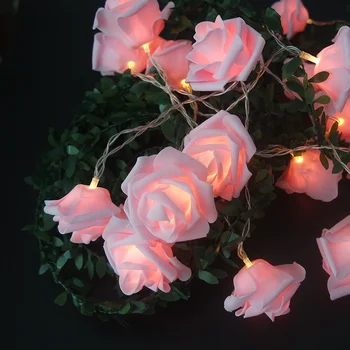 Празнична led венец от рози 10/20/40/80 на захранван с батерии тип АА, елегантен букет от цветя за Сватби, партита/ Интериор за Св.Валентин.