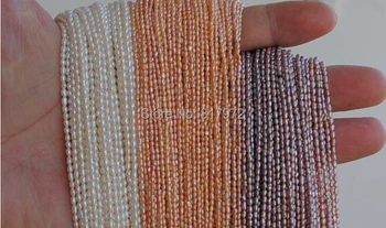 Продажба на едро Топ Истински перли Ориз Топчета 1,8 мм Естествени перли жар Модерен перли 37 см Кичур Свободни Мъниста дамски Бижута направи си САМ Подарък