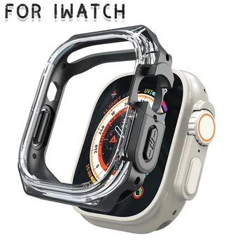 Прозрачен Калъф за Apple Watch серия Ultra 8 7 6 5 4 SE PC Твърд Защитен Броня за Iwatch 49 мм 45 44 40 мм 41 мм Аксесоари