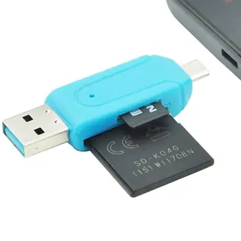 Случаен цвят 2 В 1 USB 2.0 OTG Адаптер За Универсален Четец на карти Памет Micro USB TF SD Cardreader За вашия Телефон, преносим Компютър