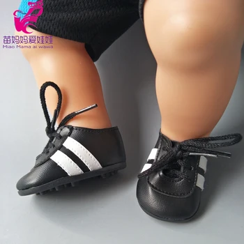 Спортна стоп-моушън Обувки са подходящи за 43 см Reborn Baby Doll черна футболна Обувки за baby doll