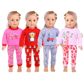 Стоп-моушън дрехи, сладка пижама с Маймуна и жирафа, подходящ за 18-инчовата американската кукла и 43-сантиметровой има кукли, подаръци за деца, нашето поколение