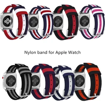 Тъкани Найлонов Ремък за Apple Watch Серия 7 6 5 4 3 2 шарени Цветен Каишка с Катарама 38 42 41 45 mm 40 44 мм Взаимозаменяеми каишка iwatch
